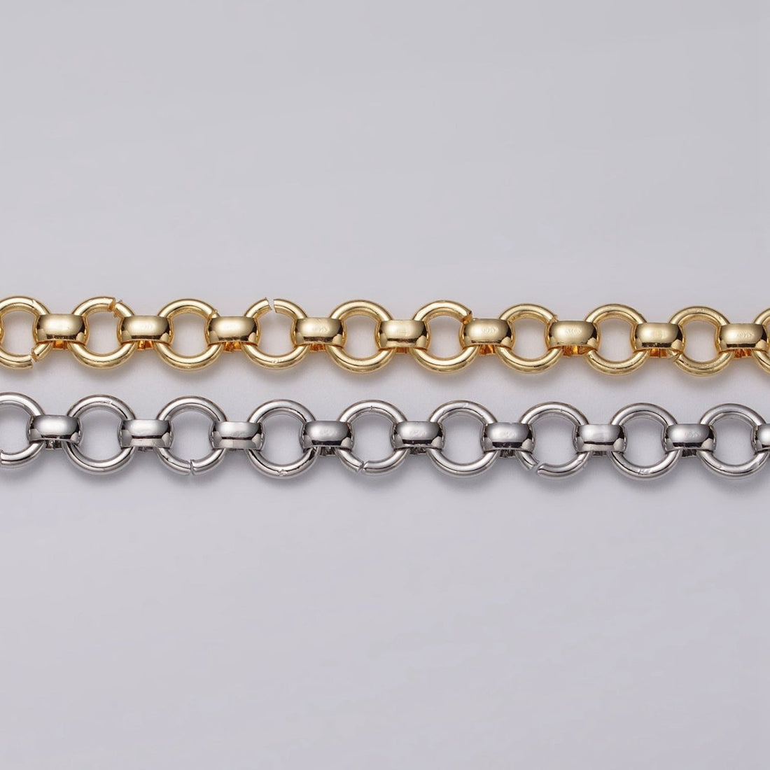 24k Gold Filled 7.5mm Round Rolo Unfinished Chain by Yard in Gold &amp; Silver | ROLL-1147 ROLL-1148 Clearance Pricing