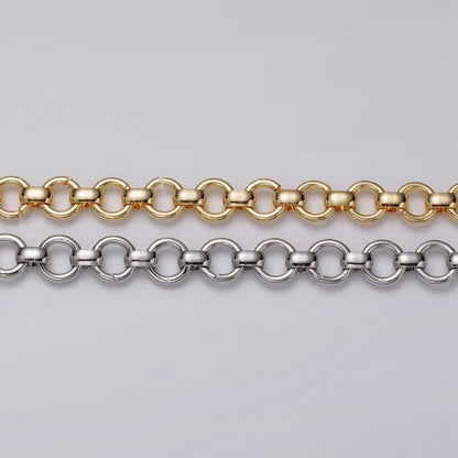 24k Gold Filled 7.5mm Round Rolo Unfinished Chain by Yard in Gold &amp; Silver | ROLL-1147 ROLL-1148 Clearance Pricing