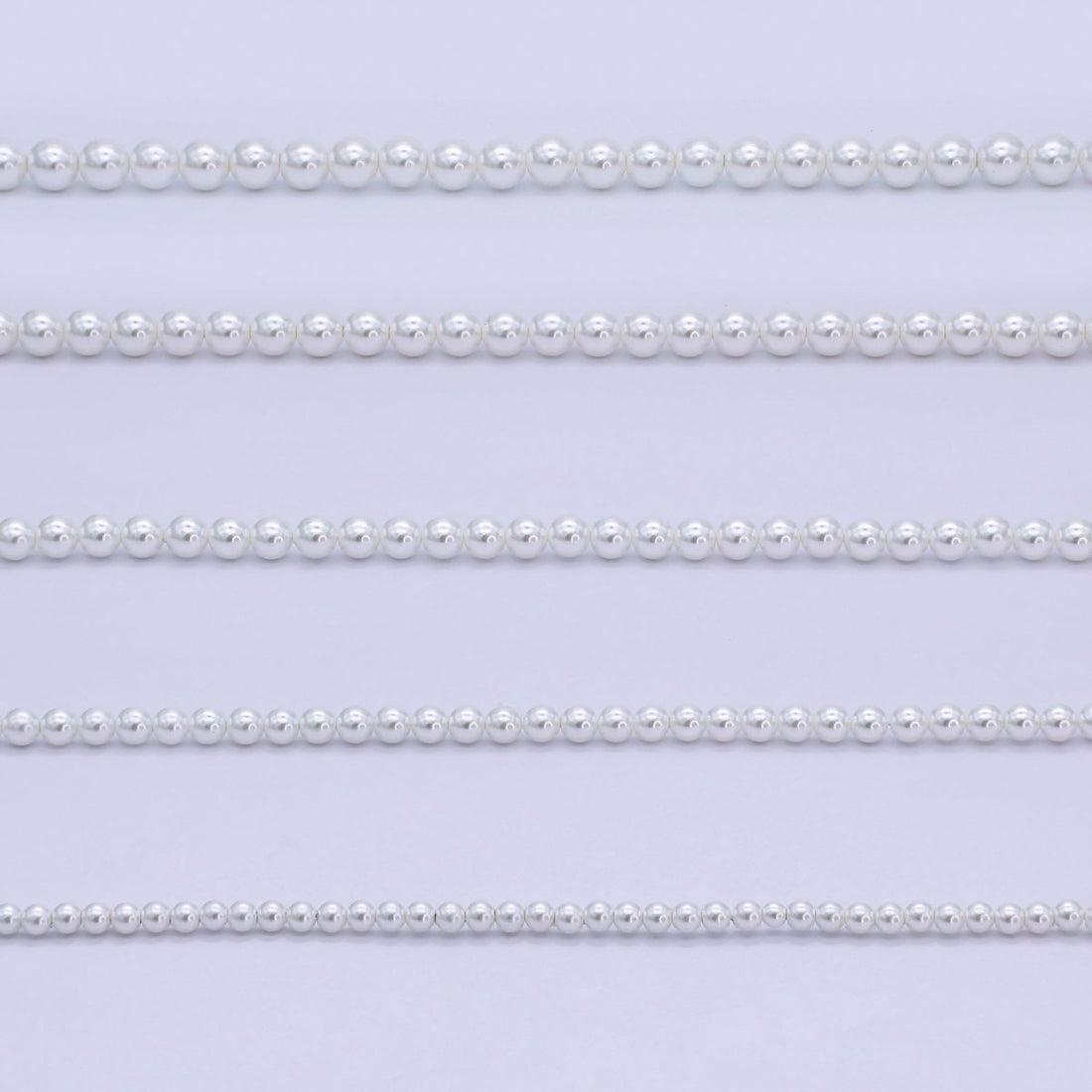 24K Gold Filled 7mm, 6mm, 5mm, 4mm, 3mm White Round Shell Pearl 17 Inch Necklace | WA-2765 ~ WA-2769