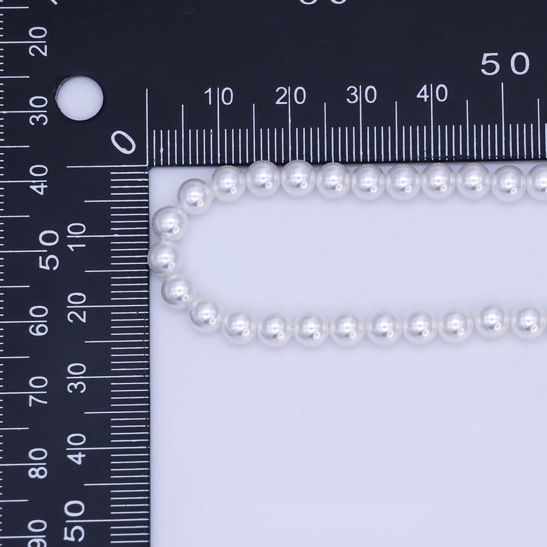 24K Gold Filled 7mm, 6mm, 5mm, 4mm, 3mm White Round Shell Pearl 17 Inch Necklace | WA-2765 ~ WA-2769