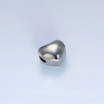 24K Gold Filled 7mm Chubby Heart Minimalist Bead in Gold &amp; Silver | B034