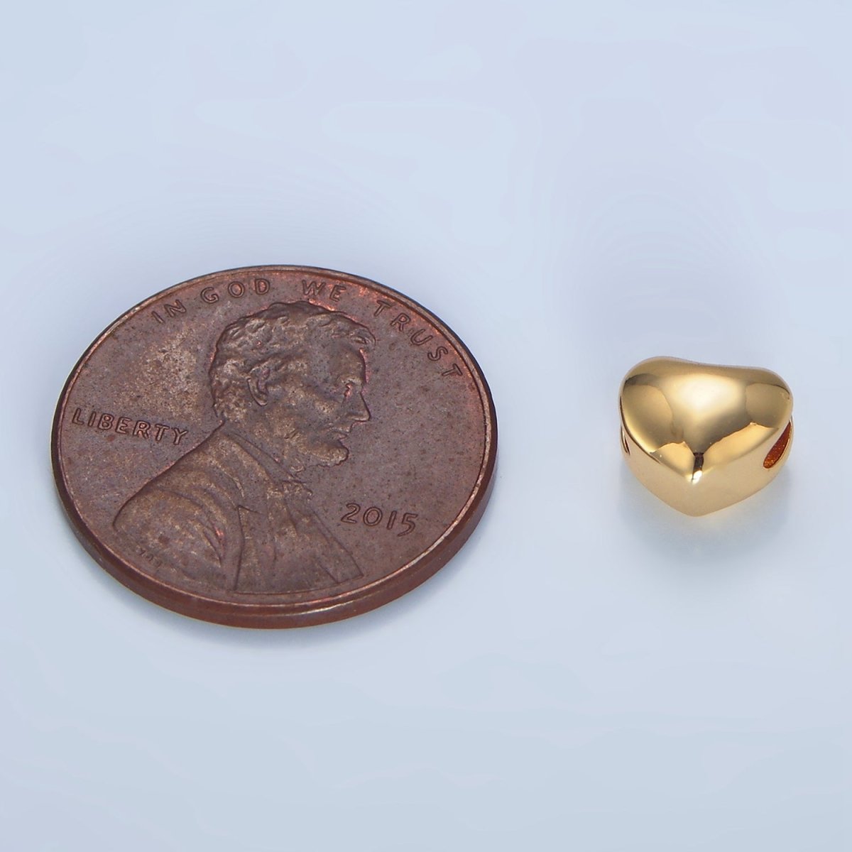 24K Gold Filled 7mm Chubby Heart Minimalist Bead in Gold &amp; Silver | B034