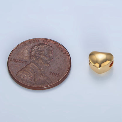 24K Gold Filled 7mm Chubby Heart Minimalist Bead in Gold &amp; Silver | B034