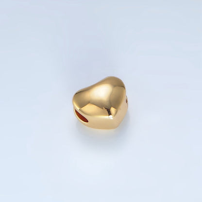 24K Gold Filled 7mm Chubby Heart Minimalist Bead in Gold &amp; Silver | B034