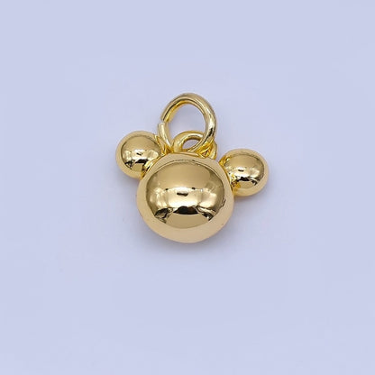 24K Gold Filled 7mm Chubby Mouse Ears Animal Charm in Gold &amp; Silver | AF1583