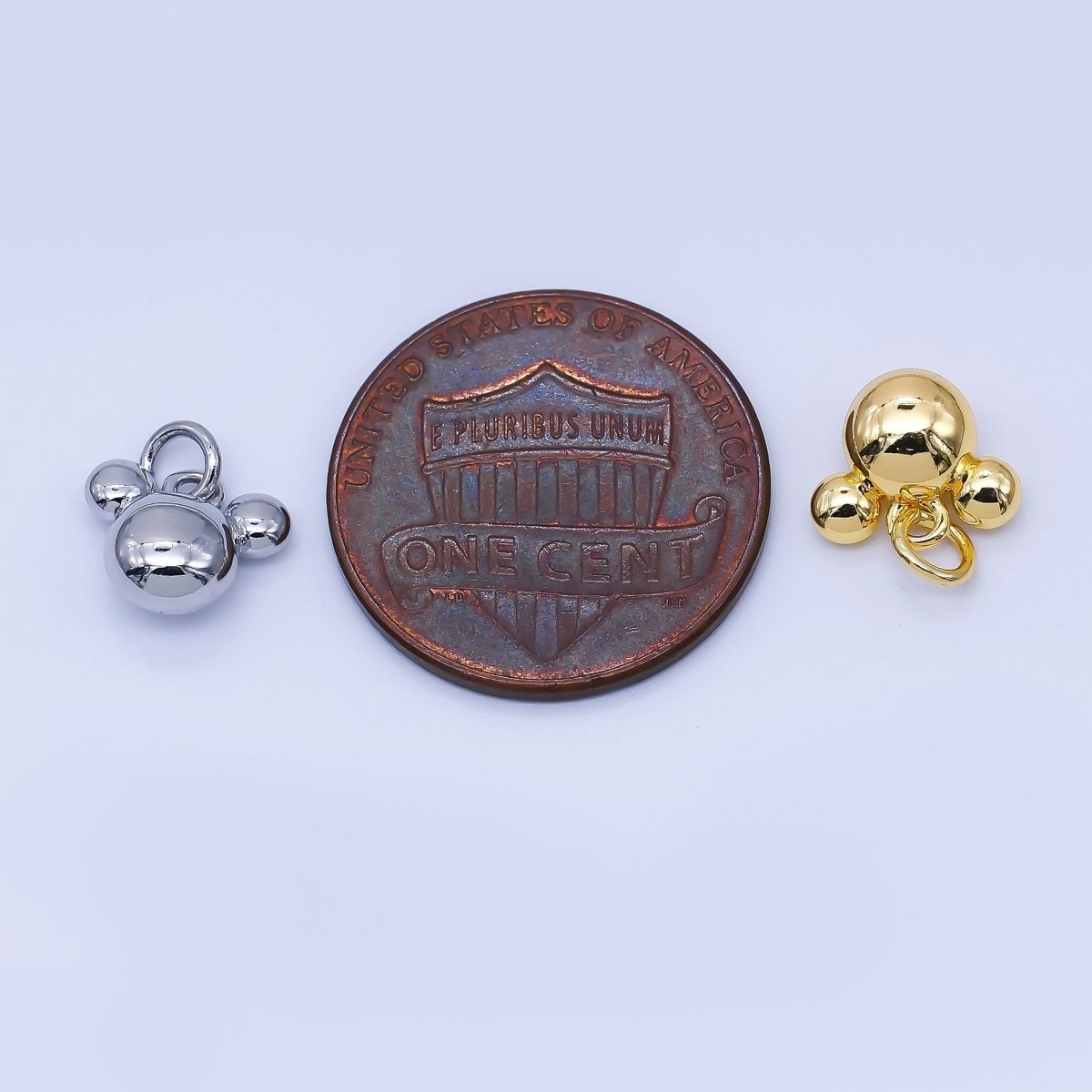 24K Gold Filled 7mm Chubby Mouse Ears Animal Charm in Gold &amp; Silver | AF1583
