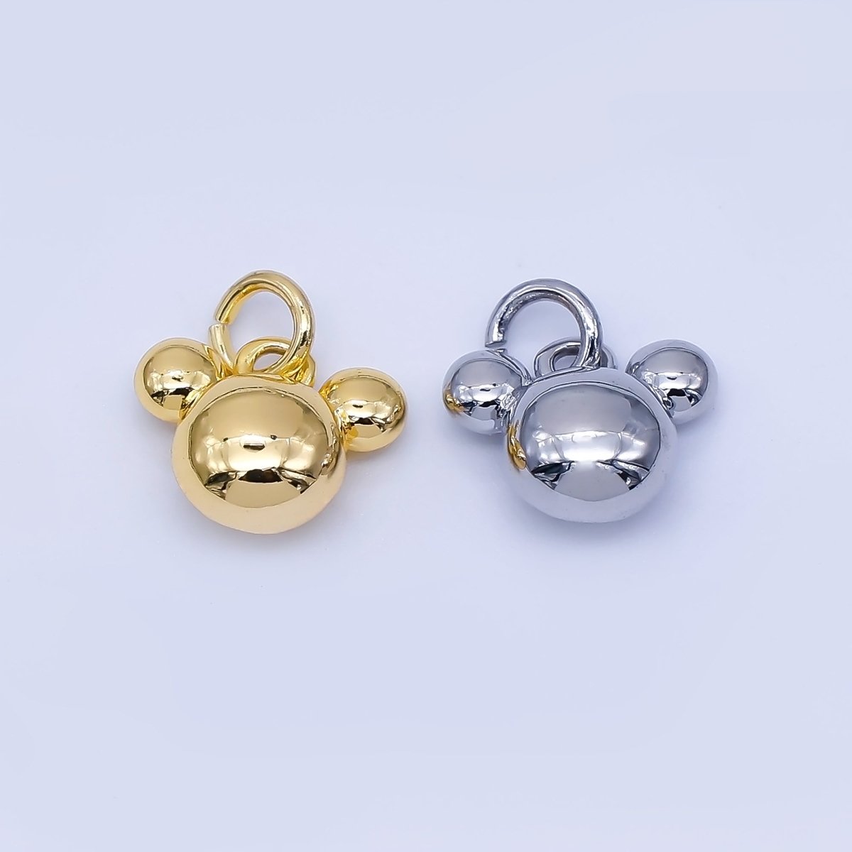 24K Gold Filled 7mm Chubby Mouse Ears Animal Charm in Gold &amp; Silver | AF1583