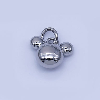 24K Gold Filled 7mm Chubby Mouse Ears Animal Charm in Gold &amp; Silver | AF1583
