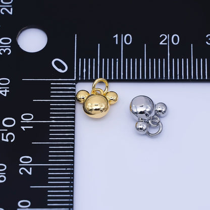 24K Gold Filled 7mm Chubby Mouse Ears Animal Charm in Gold &amp; Silver | AF1583