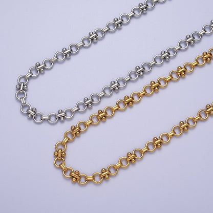 24K Gold Filled 7mm Double Rolo Designed Statement Unfinished Chain in Gold &amp; Silver | ROLL-893 ROLL-894 Clearance Pricing