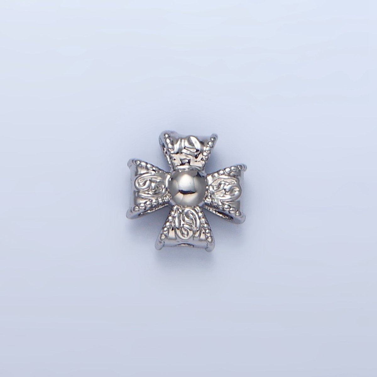 24K Gold Filled 7mm Geometric Molten Cross Pattée Religious Bead in Gold &amp; Silver | B039