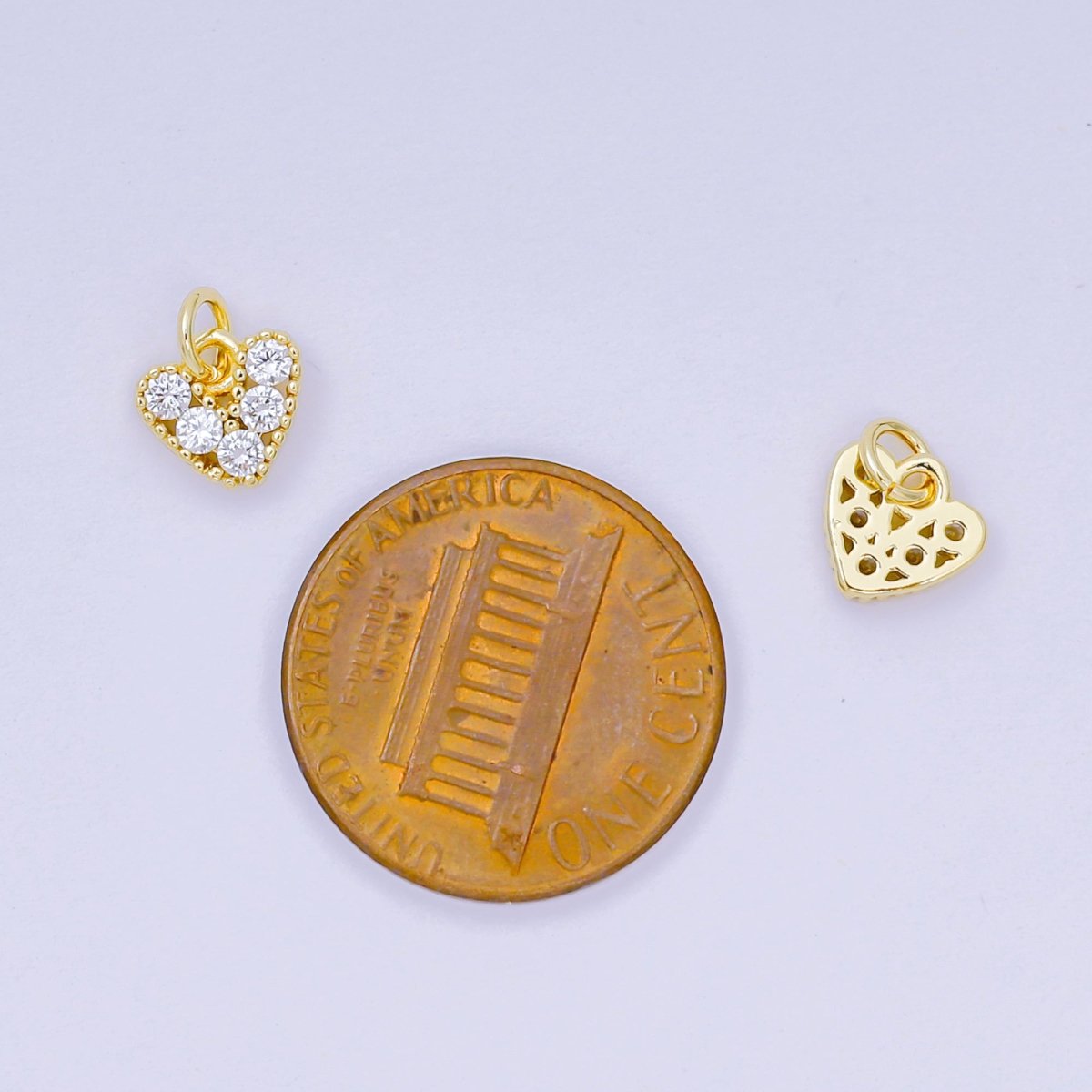 24K Gold Filled 7mm Clear Micro Paved CZ Mini Heart Charm | AH685