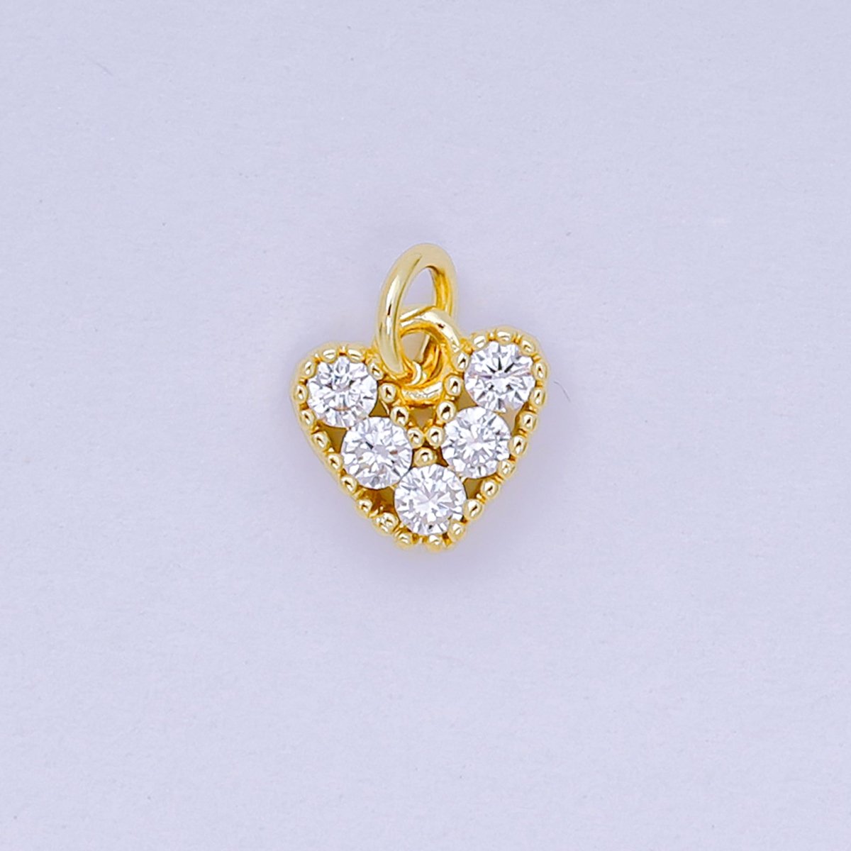 24K Gold Filled 7mm Clear Micro Paved CZ Mini Heart Charm | AH685
