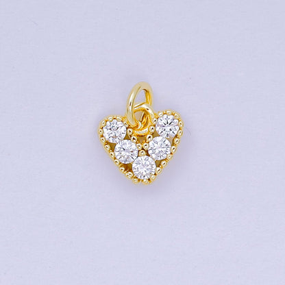24K Gold Filled 7mm Clear Micro Paved CZ Mini Heart Charm | AH685