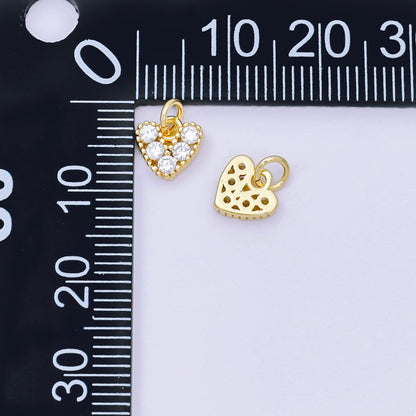 24K Gold Filled 7mm Clear Micro Paved CZ Mini Heart Charm | AH685