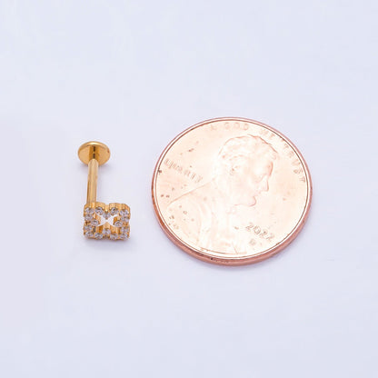 Titanium 7mm Micro Paved CZ Open Flower Cartilage Piercing Flat Back Stud in Gold &amp; Silver | BJ-00065 BJ-00066