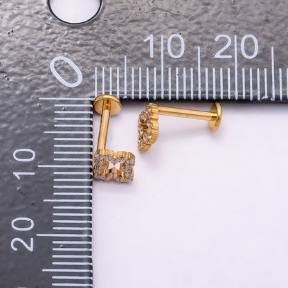 Titanium 7mm Micro Paved CZ Open Flower Cartilage Piercing Flat Back Stud in Gold &amp; Silver | BJ-00065 BJ-00066