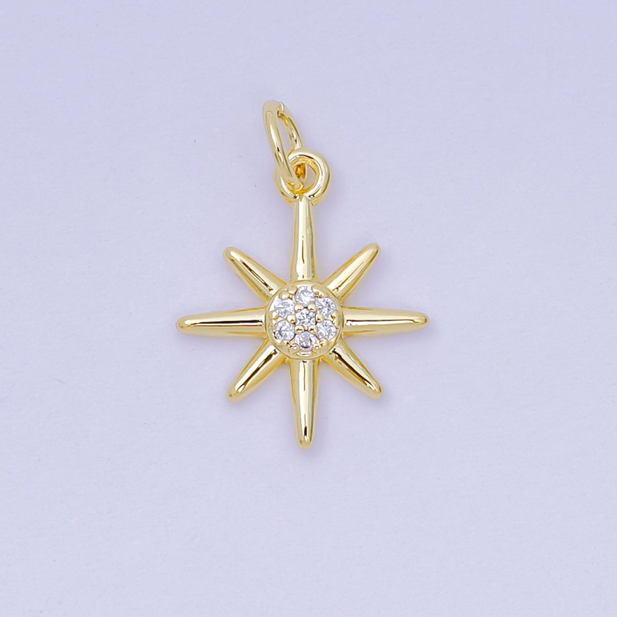 24K Gold Filled 7mm Micro Paved CZ Celestial North Star Charm | AH686
