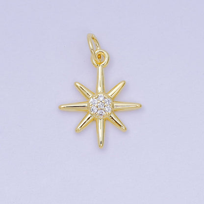 24K Gold Filled 7mm Micro Paved CZ Celestial North Star Charm | AH686