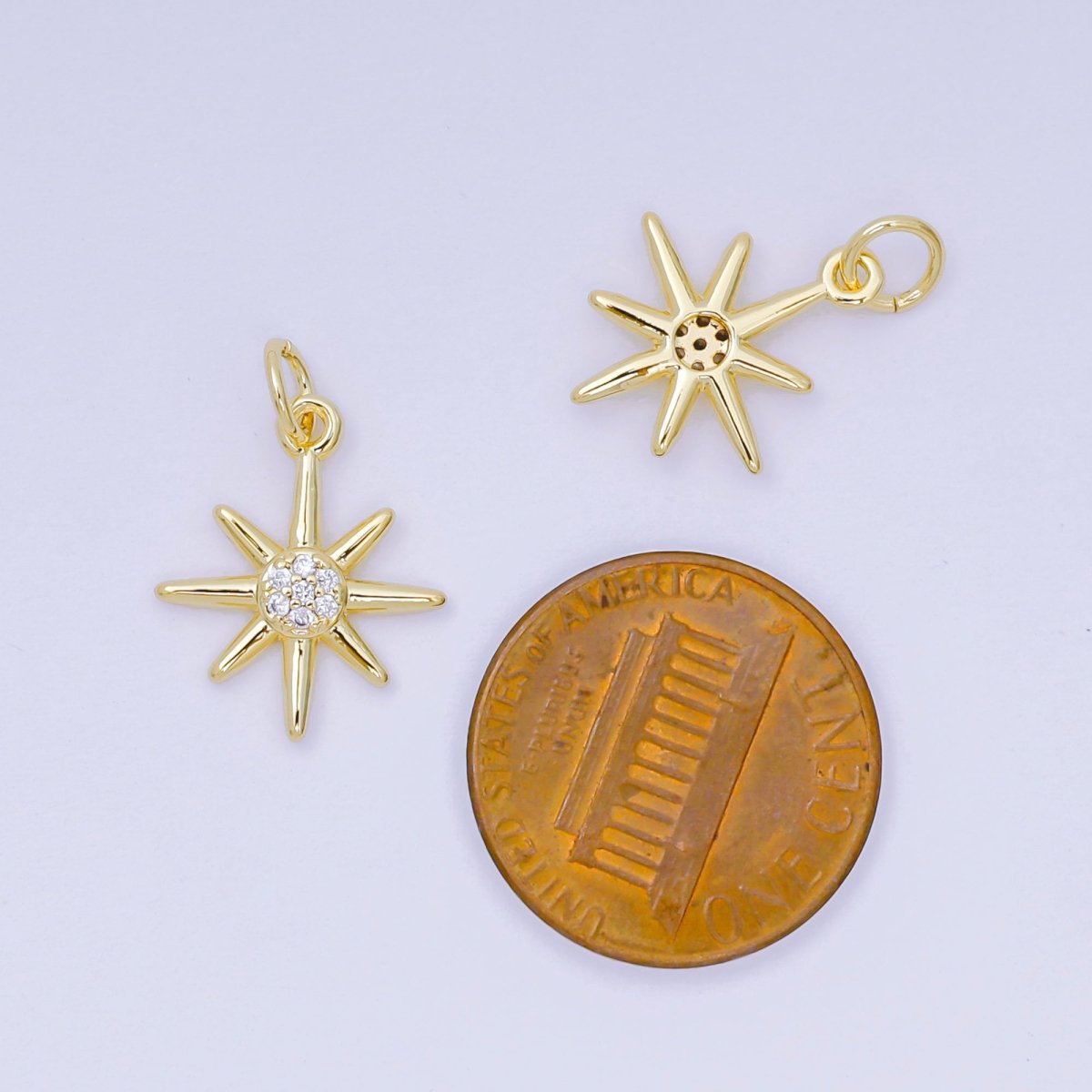 24K Gold Filled 7mm Micro Paved CZ Celestial North Star Charm | AH686