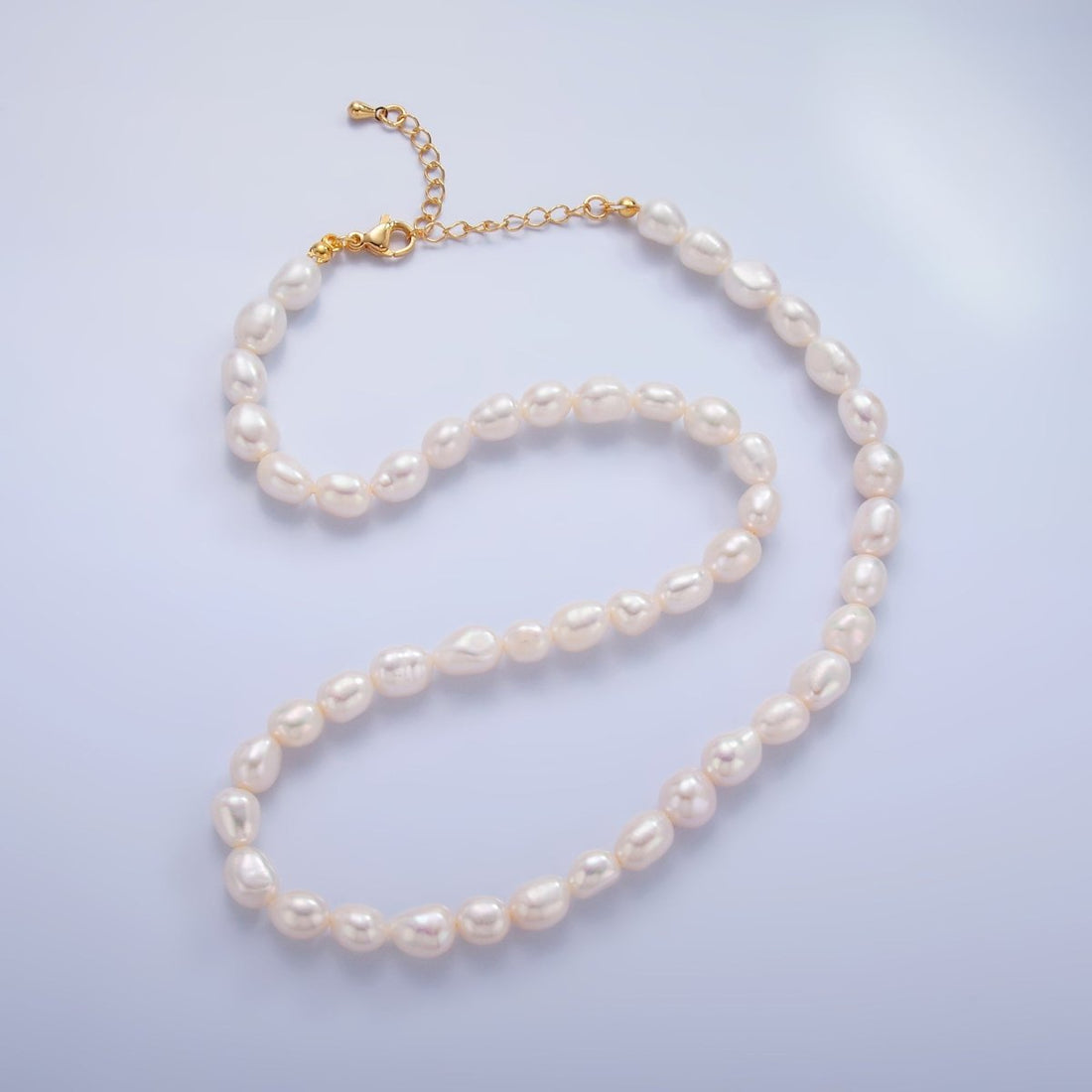 24K Gold Filled 7mm White Freshwater Pearl 16.5 Inch Necklace | WA-3018