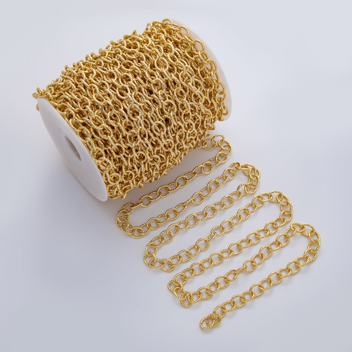 24K Gold Filled 7mm x 6mm Round Cable Unfinished Chain by Yard | Roll-1766