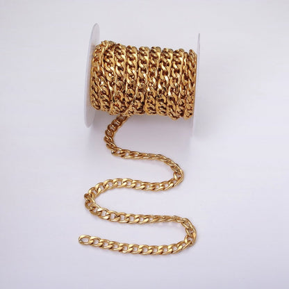 24k Gold Filled 8.3mm Miami Cuban Curb Chain Cable Link Unfinished Yard Chain in Gold &amp; Silver | ROLL-1289 ROLL-1290