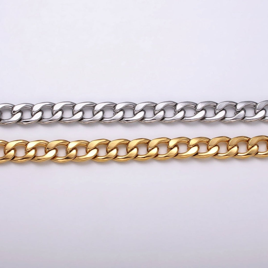 24k Gold Filled 8.3mm Miami Cuban Curb Chain Cable Link Unfinished Yard Chain in Gold &amp; Silver | ROLL-1289 ROLL-1290