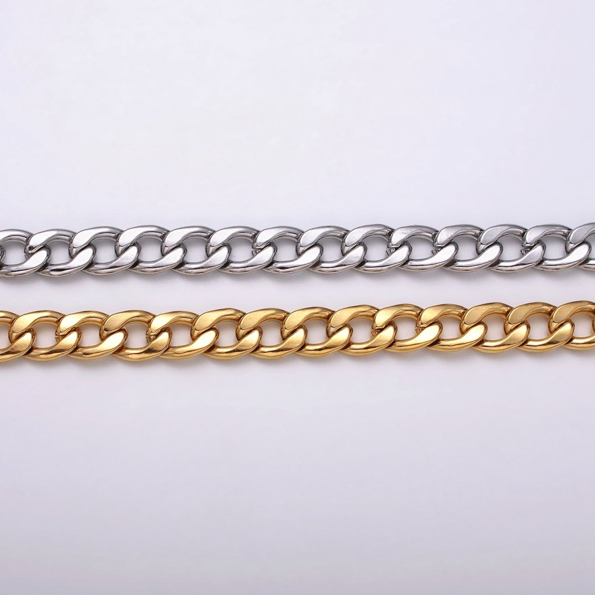 24k Gold Filled 8.3mm Miami Cuban Curb Chain Cable Link Unfinished Yard Chain in Gold &amp; Silver | ROLL-1289 ROLL-1290