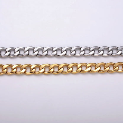 24k Gold Filled 8.3mm Miami Cuban Curb Chain Cable Link Unfinished Yard Chain in Gold &amp; Silver | ROLL-1289 ROLL-1290