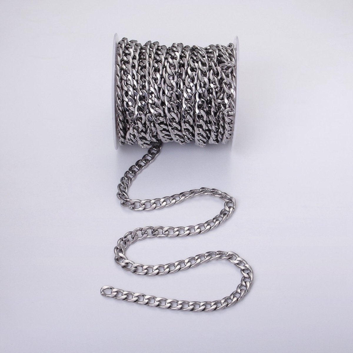 24k Gold Filled 8.3mm Miami Cuban Curb Chain Cable Link Unfinished Yard Chain in Gold &amp; Silver | ROLL-1289 ROLL-1290