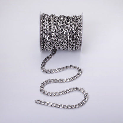 24k Gold Filled 8.3mm Miami Cuban Curb Chain Cable Link Unfinished Yard Chain in Gold &amp; Silver | ROLL-1289 ROLL-1290