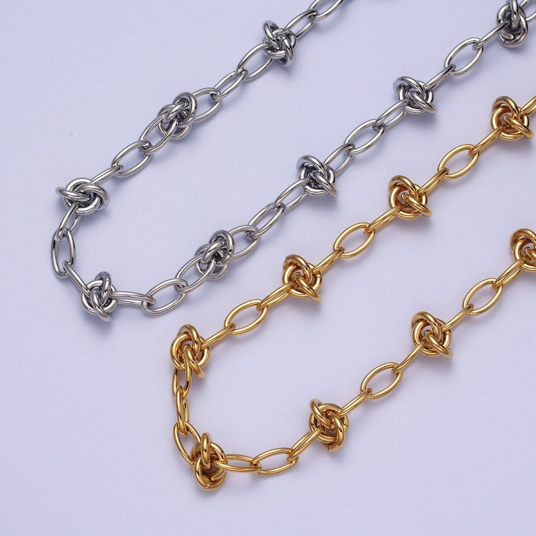 24K Gold Filled 8mm, 13mm Geometric Knot Paperclip Unfinished Chain in Gold &amp; Silver | ROLL-00994 ROLL-00995, ROLL-00960 ROLL-00961 Clearance Pricing