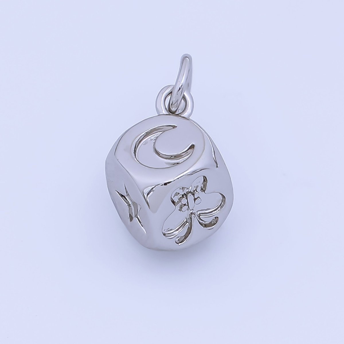 24K Gold Filled 8mm Celestial Moon Star Butterfly Dice Multidimensional 3D Charm in Gold &amp; Silver | AJ471