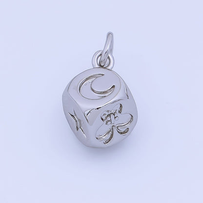24K Gold Filled 8mm Celestial Moon Star Butterfly Dice Multidimensional 3D Charm in Gold &amp; Silver | AJ471