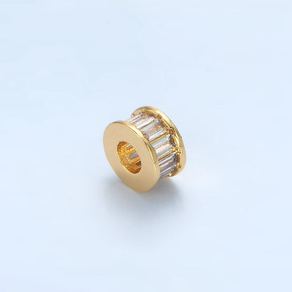 24K Gold Filled 8mm Clear Baguette CZ Rhondelle Spacer Bead | B131