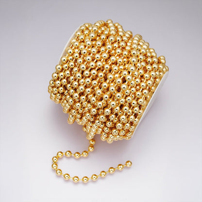 24K Gold Filled 8mm Round Ball Bead Unfinished Chain by Yard | Roll-01860
