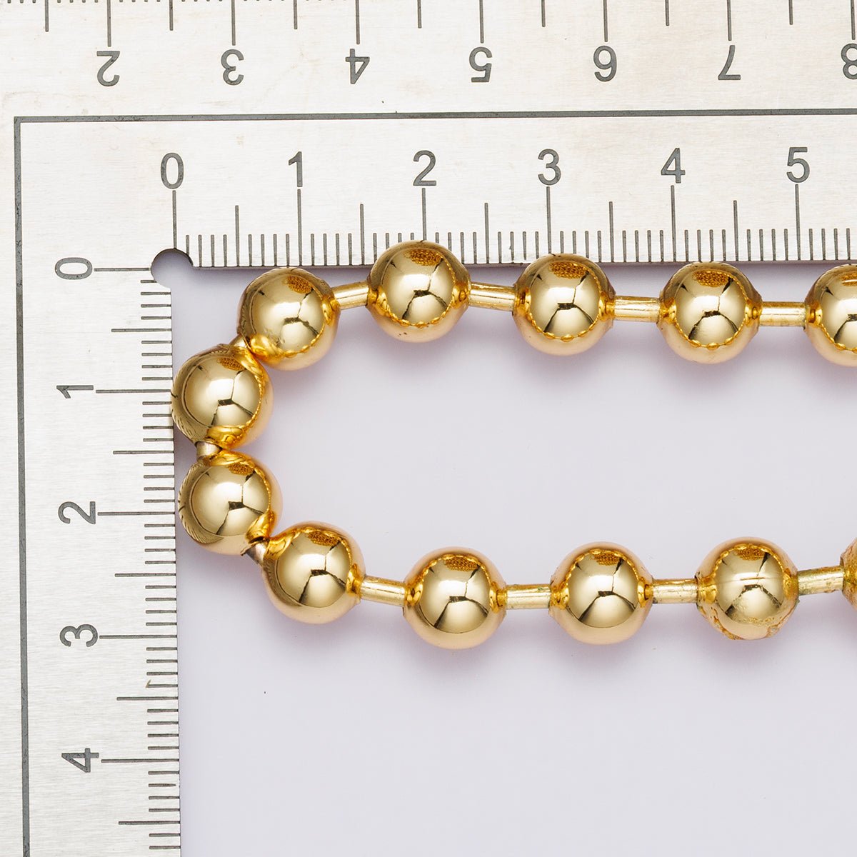 24K Gold Filled 8mm Round Ball Bead Unfinished Chain by Yard | Roll-01860