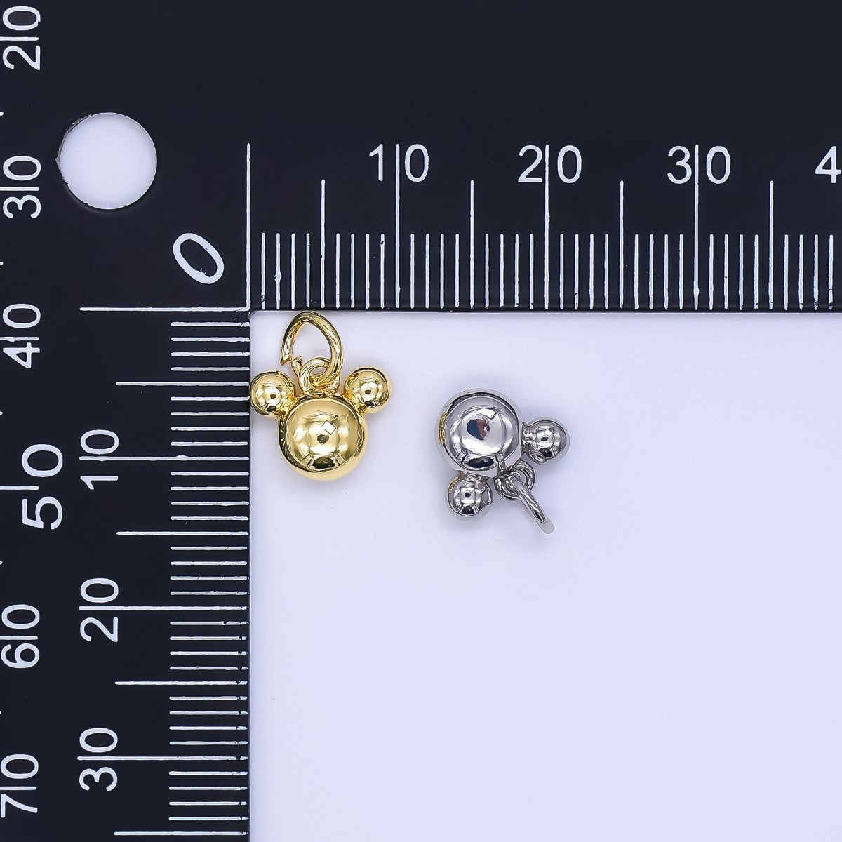 24K Gold Filled 8mm Tiny Mouse Ears Animal Charm in Gold &amp; Silver | AH-580