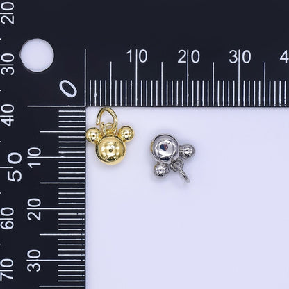 24K Gold Filled 8mm Tiny Mouse Ears Animal Charm in Gold &amp; Silver | AH-580