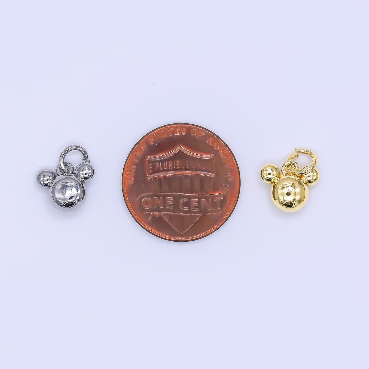 24K Gold Filled 8mm Tiny Mouse Ears Animal Charm in Gold &amp; Silver | AH-580