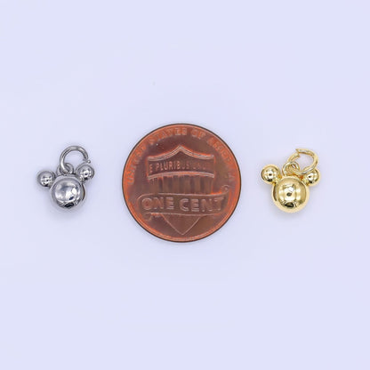 24K Gold Filled 8mm Tiny Mouse Ears Animal Charm in Gold &amp; Silver | AH-580