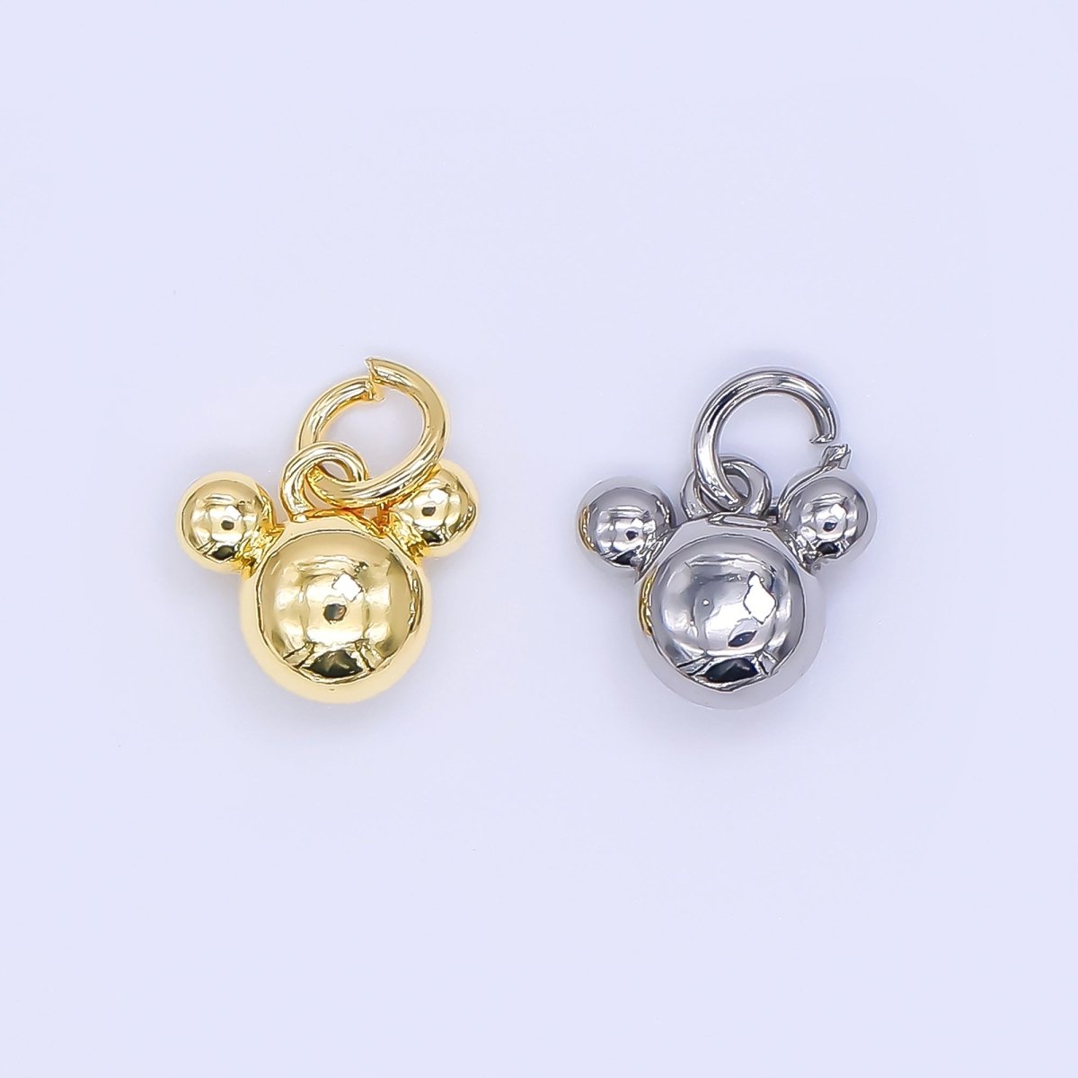 24K Gold Filled 8mm Tiny Mouse Ears Animal Charm in Gold &amp; Silver | AH-580