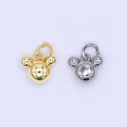 24K Gold Filled 8mm Tiny Mouse Ears Animal Charm in Gold &amp; Silver | AH-580