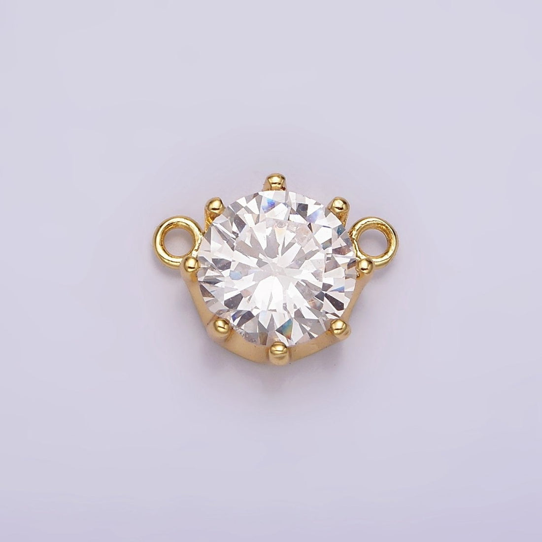 24K Gold Filled 9.5 Clear CZ Round Dotted Outline Connector | G805