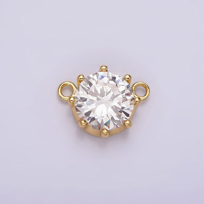 24K Gold Filled 9.5 Clear CZ Round Dotted Outline Connector | G805