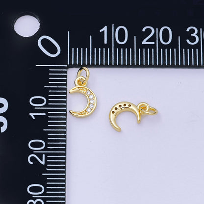 24K Gold Filled 9.5mm Micro Paved CZ Celestial Crescent Moon Charm | D103