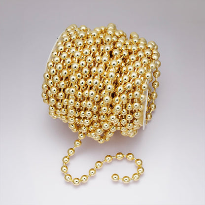24K Gold Filled 9.5mm Round Ball Bead Unfinished Chain by Yard | Roll-01859