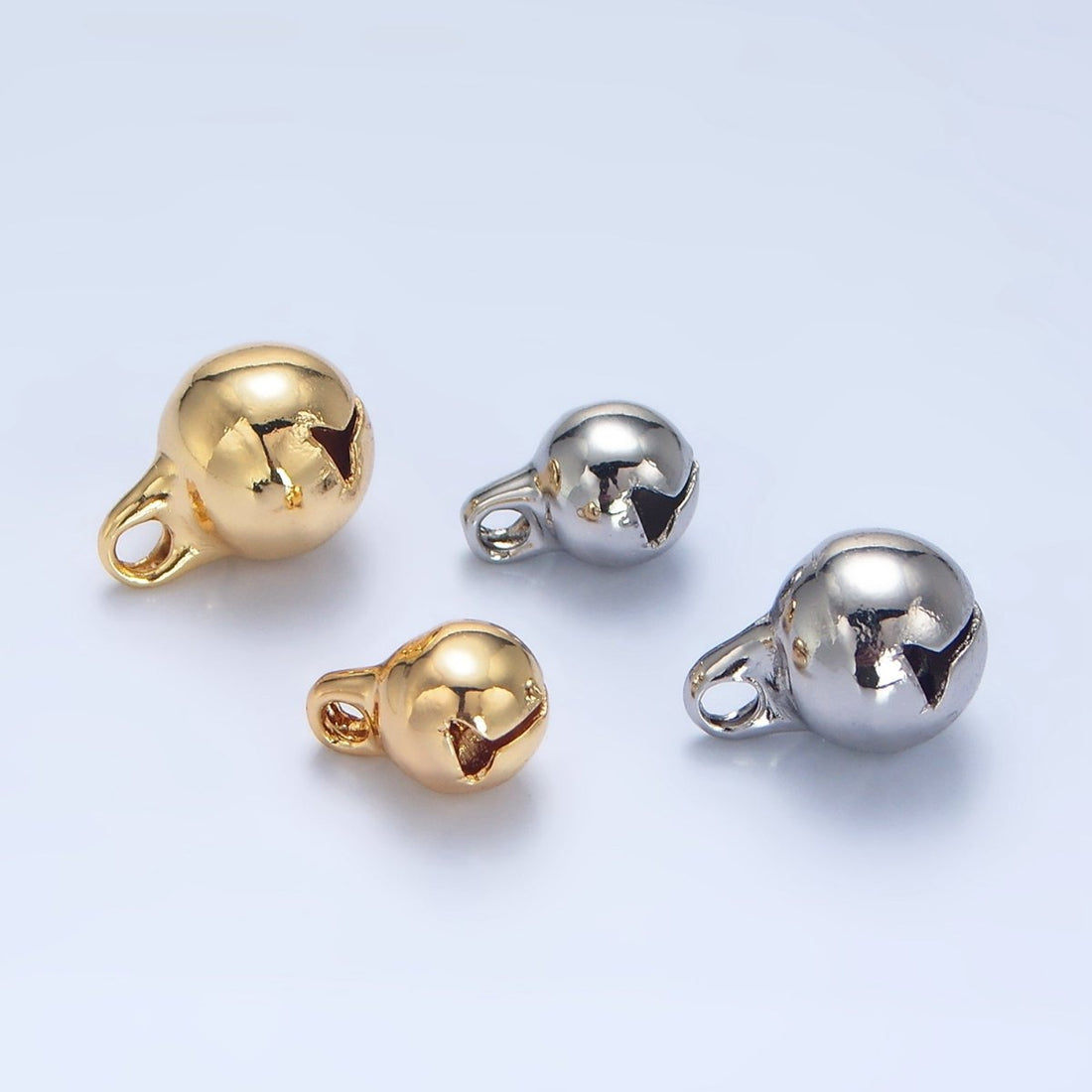 24K Gold Filled 9mm, 11mm Jingle Bell Minimalist Mini Multidimensional Charm in Gold &amp; Silver | X884 X885