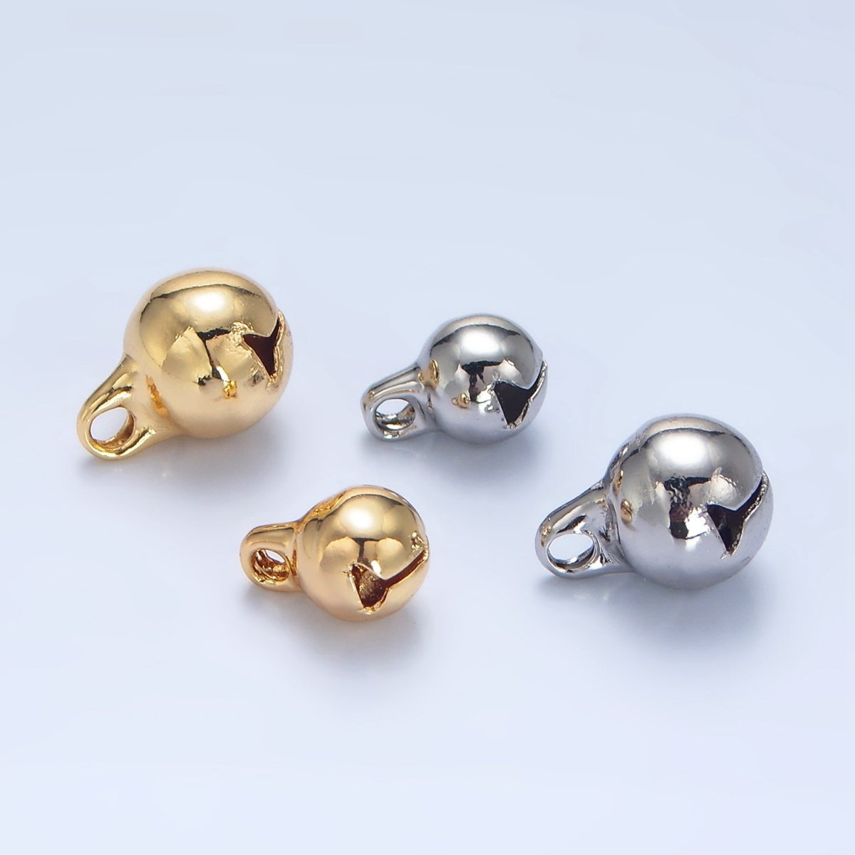 24K Gold Filled 9mm, 11mm Jingle Bell Minimalist Mini Multidimensional Charm in Gold &amp; Silver | X884 X885